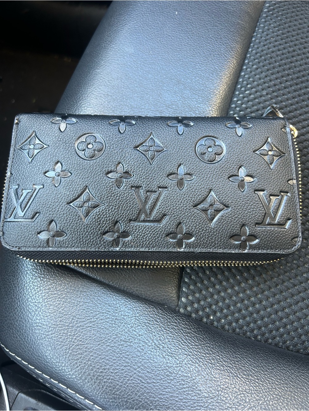 Louis Vuitton Black Embossed Monogram Zip-Around Wallet